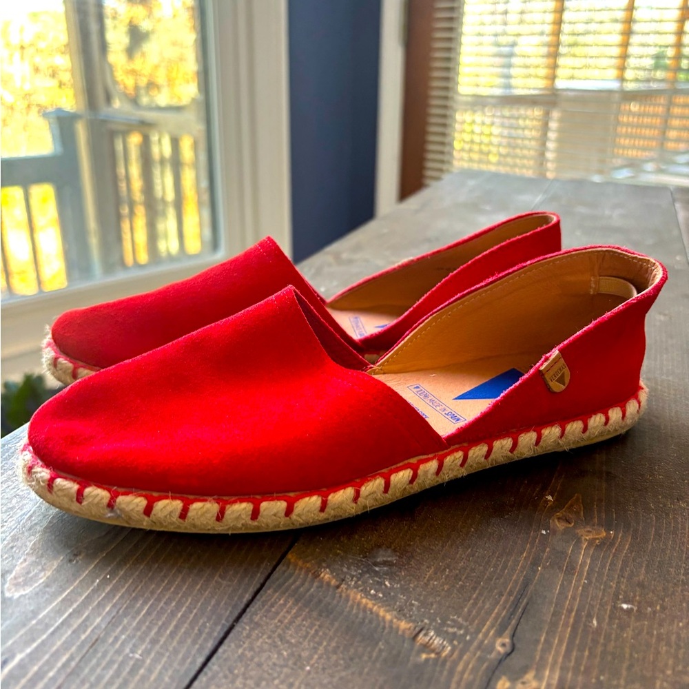 Red suede shoes size 7